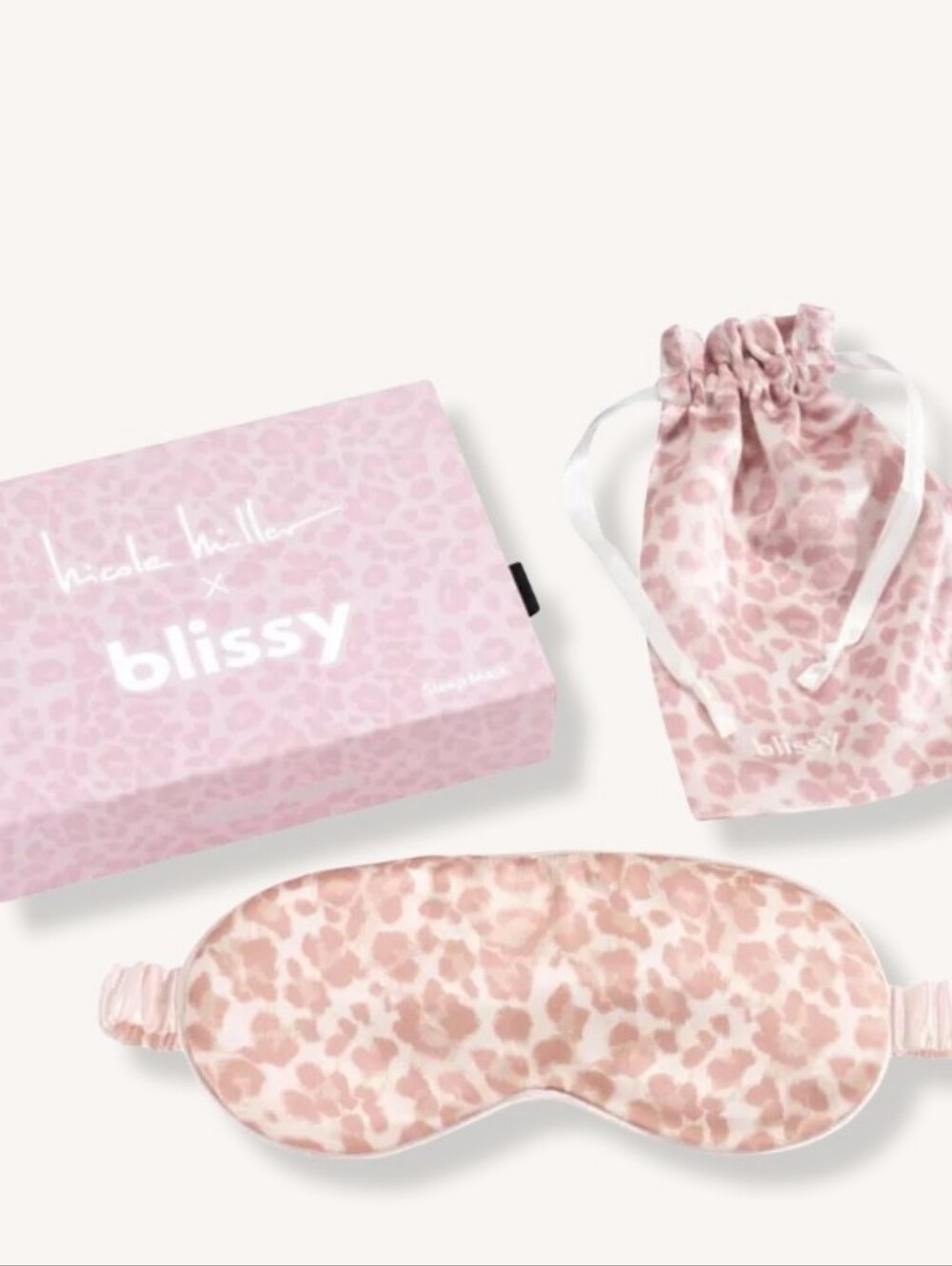 Blissy X Nicole Miller Mauve Cheetah Sleep Mask